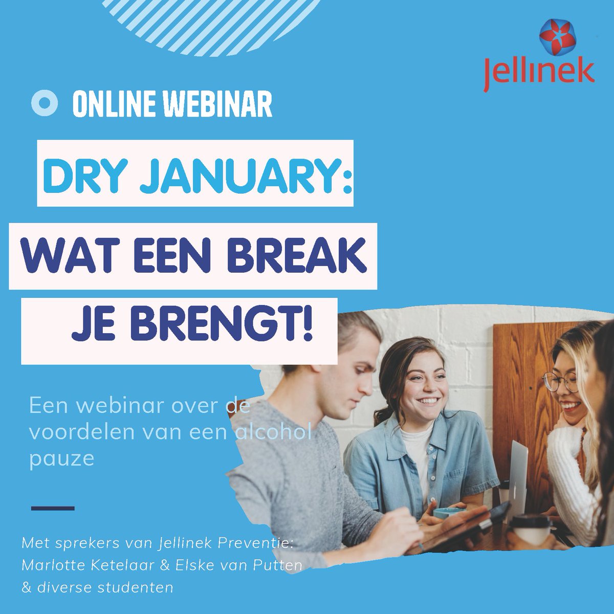 💡 Webinar: DRY JANUARY - Wat een break je brengt!

Ontdek de voordelen van een alcoholpauze in deze webinar specifiek voor studenten. Met experts Elske &amp; Marlotte en studenten zelf.

🗓️ 20 jan 2025 | ⏰ 16:00-17:00 | 📍 Online
Aanmelden via: bit.ly/40mAyua