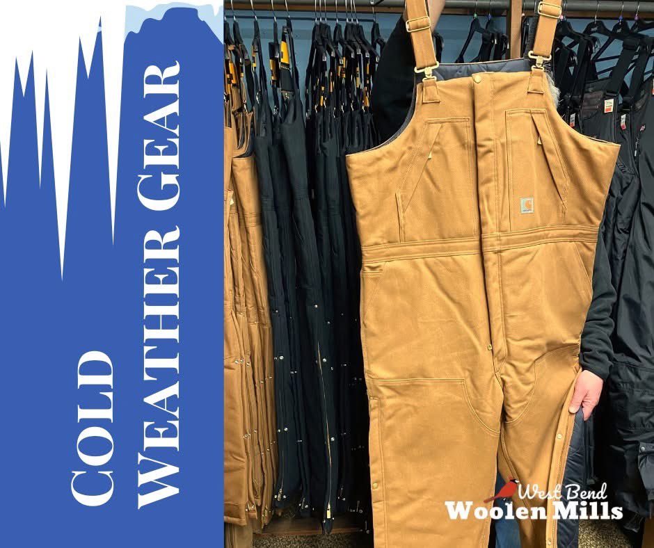 TheWoolenMills's tweet image. Cold weather isn’t a big deal when 𝒚𝒐𝒖 𝒉𝒂𝒗𝒆 𝒕𝒉𝒆 𝒓𝒊𝒈𝒉𝒕 𝒈𝒆𝒂𝒓! 🥶 See us for #InsulatedBibs by @Carhartt, Berne &amp;amp; Choko, Deer Skin Mittens, Insulated Washed Duck Pants, + quality #BaseLayers ❄️ #WeLiveInWisconsin #BundleUp #WestBend #ShopSmall