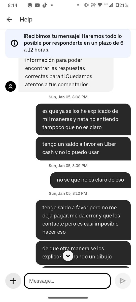 maxxiehell's tweet photo. @Uber_Support Está es solo una de como 50 respuestas iguales,no es exageración lo he explicado, les he mandado screenshots y solo me dicen lo mismo https://t.co/cM1IejpX21