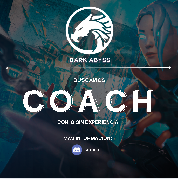 TeamDarkAbyss's tweet photo. En Dark Abyss estamos en busca de un Coach con visión estratégica, capacidad de liderazgo y profundo conocimiento del juego para guiarnos en la conquista de nuestros objetivos.
#BusquedaEsports #GoAbyss #GoDark #VALORANT https://t.co/cBu1pXqyLl