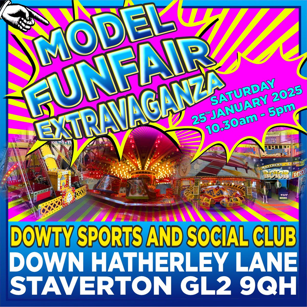 Have an interest in the fairground industry or model making? Well come to one of the largest model shows in the Country on Saturday 25th January. 
Thousands of model fair rides, transport, supporting attractions and more! Sales stands, Catering, Fair Organs, Showman’s Transport.