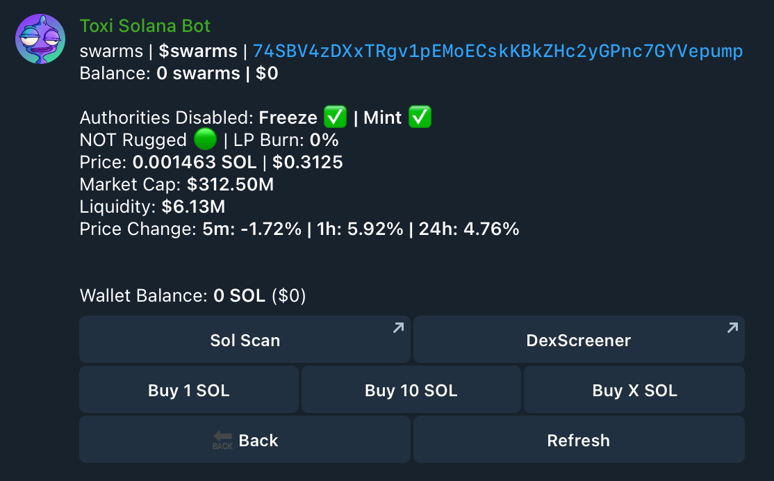 0xbeehive's tweet photo. ᗒ 12/

⚹ The final stage—purchasing the selected asset:

⚹ Open the main page, click "Buy," and paste the contract to acquire the token.

⚹ Then select "Buy X SOL" and specify how much SOL you plan to spend on the token https://t.co/GNbWI8qmaZ