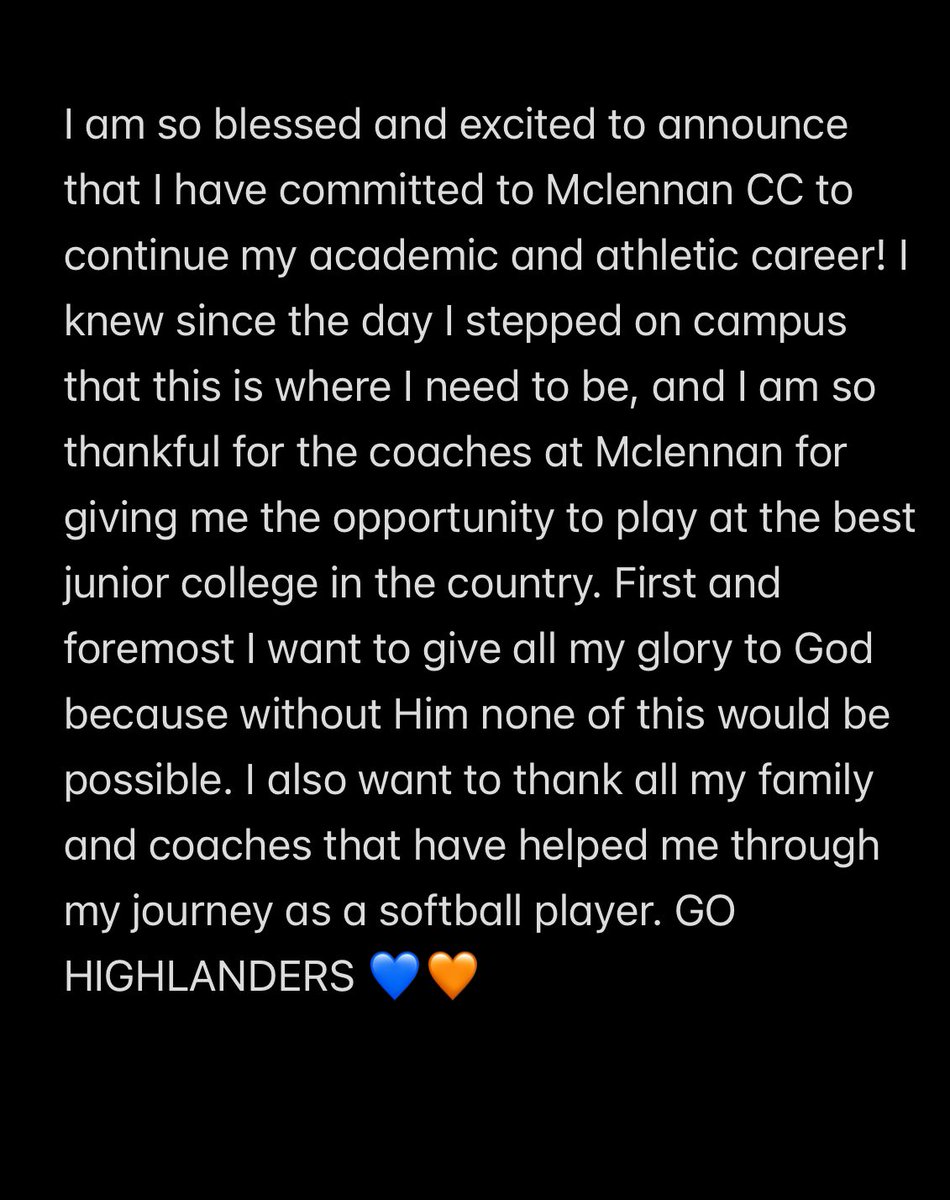 KarlieDemel's tweet image. I’m a Highlander 🧡💙 Thank you @McLennan_SB @CoachBerry33 and @CoachJ_22 for this opportunity to bet on myself!! Can’t wait to see what the future holds!