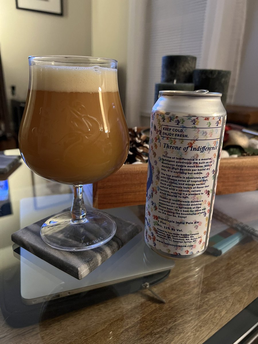 Throne of Indifference should request a name change to Thrown of Excellence! Outstanding quad from <a href="/TreeHouseBrewCo/">Tree House Brewing Co.🍺</a> 💥🍻😎🤙💥