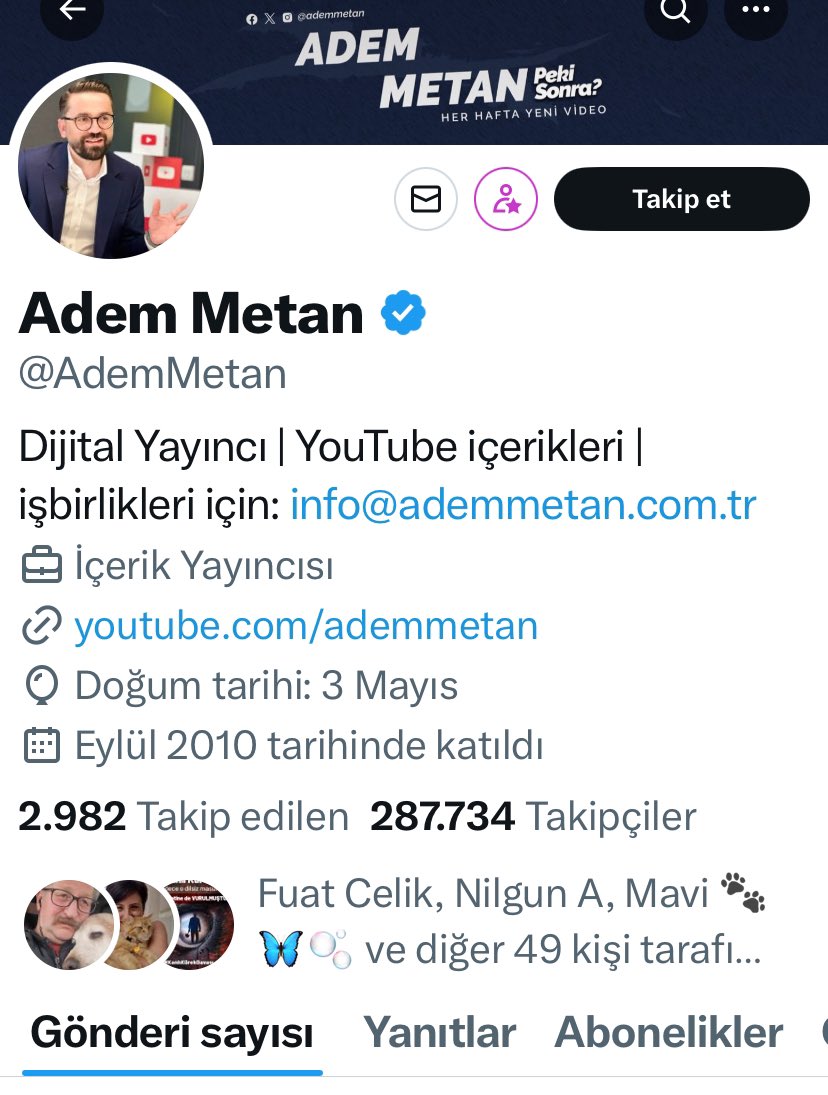 Takip eden bir sürü can dostu var.
Bilginize.