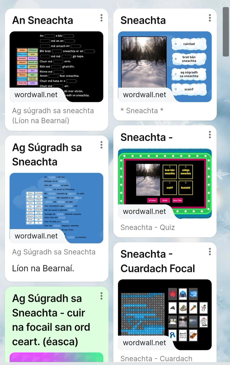 Cluichí Gaeilge bunaithe ar "An Sneachta"  padlet.com/ffarry1/gaeilg…
#sneachta