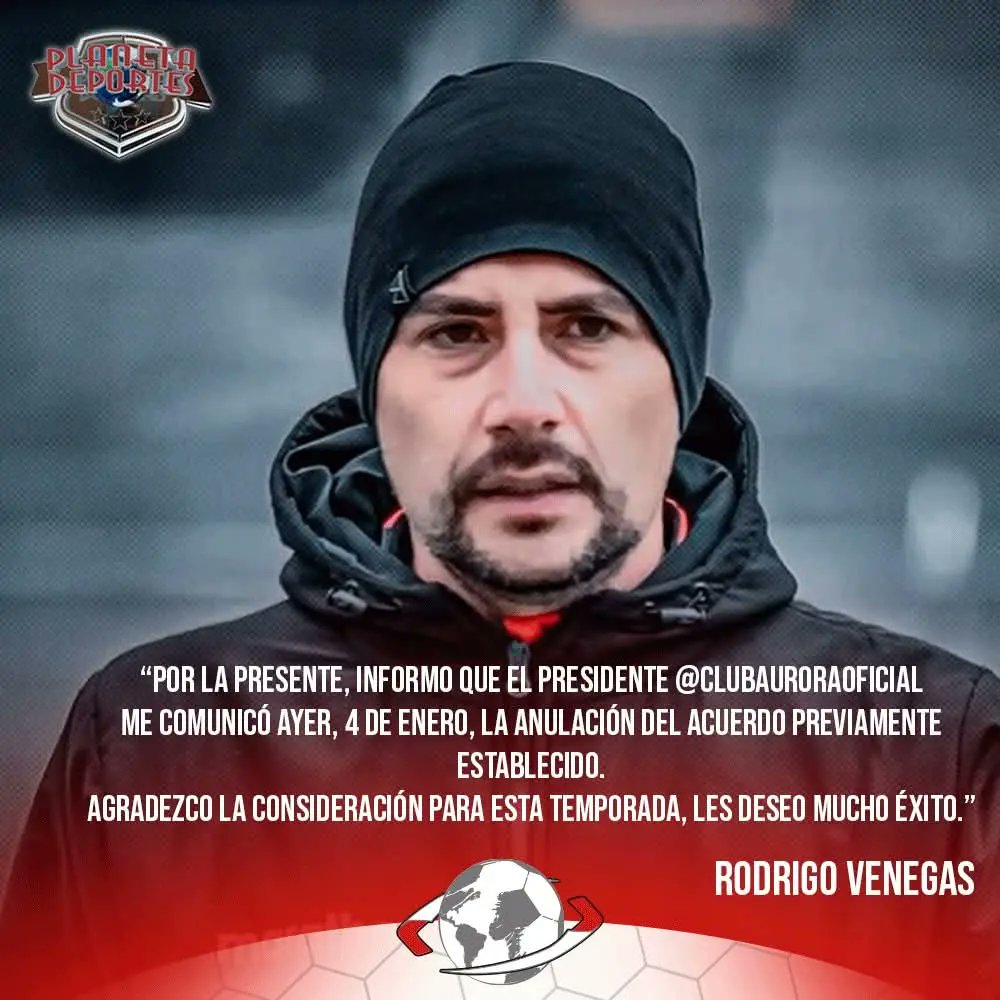 🚨Rodrigo Venegas confirma que no será Director Técnico del Club Aurora.