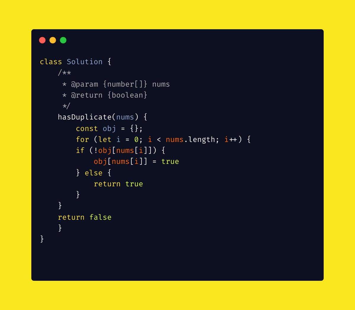 tryhardev's tweet image. Day 1 of my #Neetcode150 journey begins! 🛠️ Solved the first problem &quot;Contains Duplicate&quot;. Implemented an object and checked if each number is already stored. If yes, return true otherwise false.
