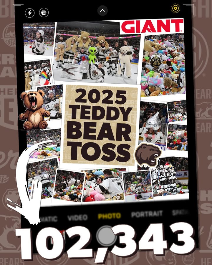 𝟭𝟬𝟮,𝟯𝟰𝟯.

Bear Nation, your generosity is unmatched. Thank you for once again making #TeddyBearTossHershey a huge success!

#HersheyBearsCares