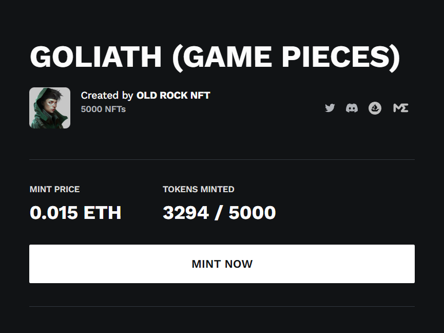 Prices too high? Try a mint (or two)! With some luck, you might just trade your way to one of our rocks.

launchpad.heymint.xyz/mint/goliath