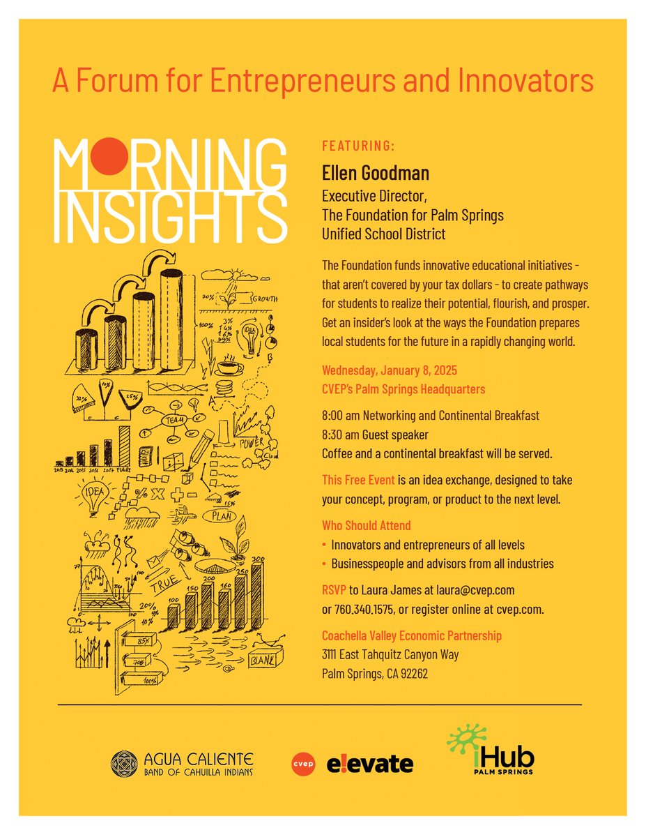 CVEPartnership's tweet image. At Morning Insights, you'll learn from experts on topics important to the local economy.
The 2025 Season kicks off with The Foundation for #PSUSD.
Weds, Jan 8, from 8:00 a.m. - 9:30 a.m. at CVEP headquarters. Free, but RSVP in advance! cvep.com/events/