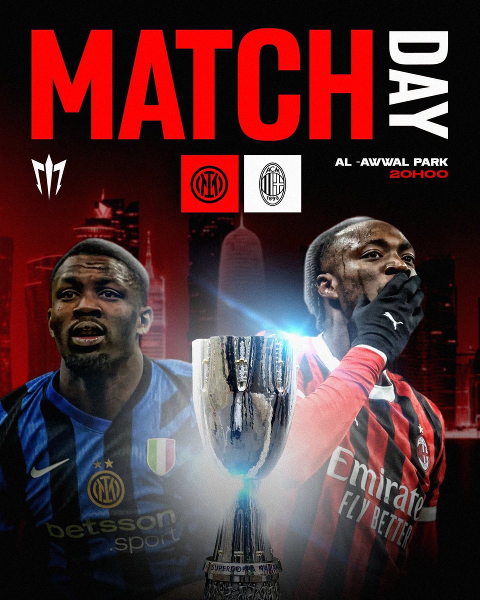 🔴 DERBY DAY ‼️

Derby della Madonnina pour cette finale de Suppercoppa !

Une finale ça ne se joue pas ça se gagne, et encore plus quand c’est un derby !

Rendez-vous à 20h, faites nous honneur et ramenez ce trophée qui nous ferait tellement de bien !

FORZA MILAN ❤️🖤