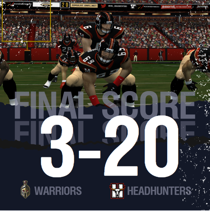 Houston Headhunters of the SFL (@sfl_headhunters) on Twitter photo The <a href="/SFL_Headhunters/">Houston Headhunters of the SFL</a> invited the <a href="/SFLWarriors/">Chicago Warriors</a> to town for an <a href="/simulationfl/">Simulation Football League</a> party. Houston came away with a 20-3 victory over Chicago. The Headhunters collects their First Trophy of the season. #CollectingTrophies #TakeThatAim #MakeAnImpact The <a href="/SFL_Headhunters/">Houston Headhunters of the SFL</a> invited the <a href="/SFLWarriors/">Chicago Warriors</a> to town for an <a href="/simulationfl/">Simulation Football League</a> party. Houston came away with a 20-3 victory over Chicago. The Headhunters collects their First Trophy of the season. #CollectingTrophies #TakeThatAim #MakeAnImpact