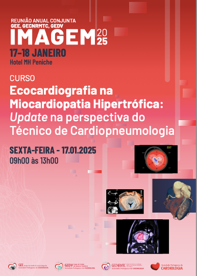 IMAGEM 2025:
Curso pré reunião
Ecocardiografia na Miocardiopatia Hipertrófica:
Update na perspectiva do Técnico de Cardiopneumologia
Excelente oportunidade para rever de forma sistemática a avaliação ecocardiográfica recomendada nesta patologia tão prevalente.