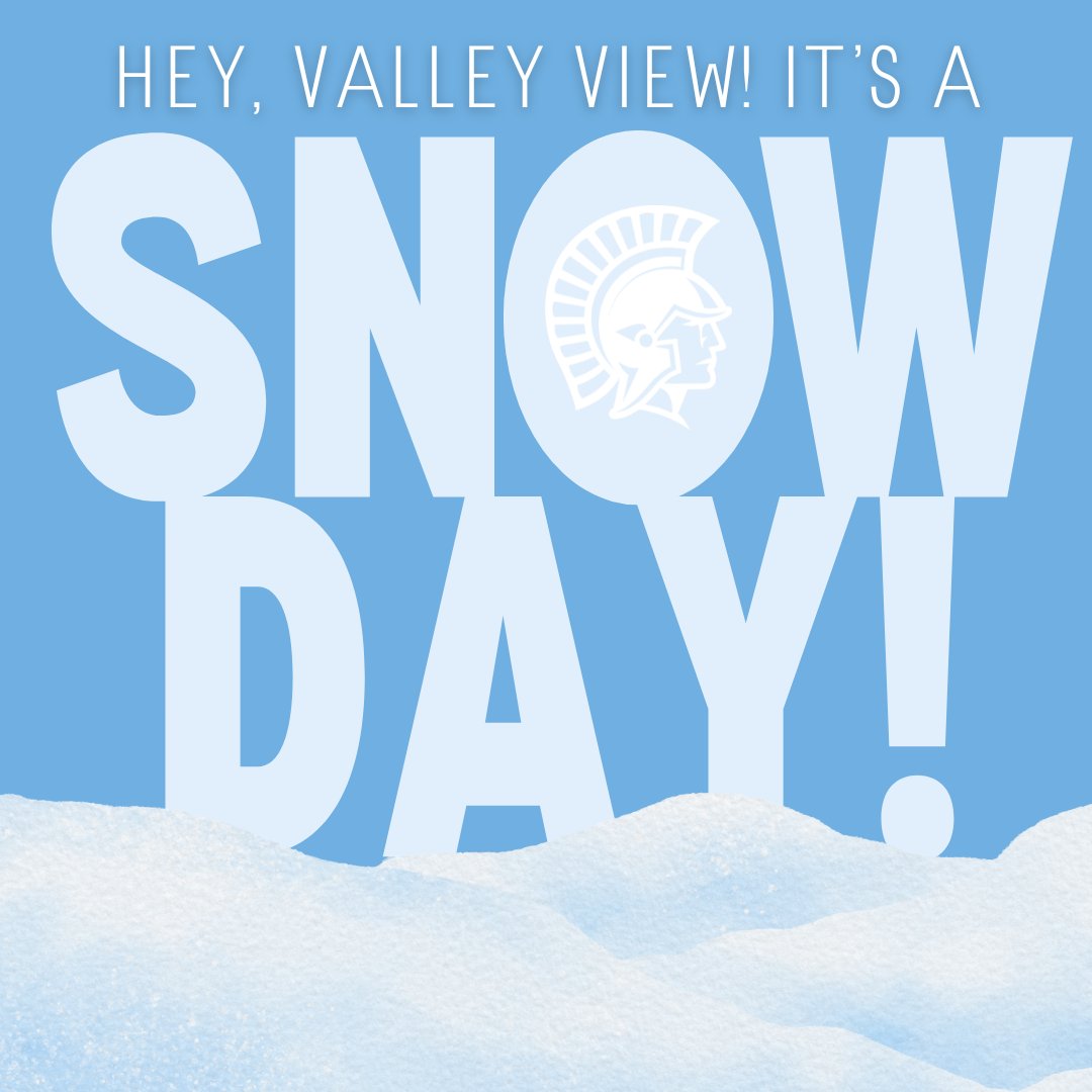 Valley View will be closed Monday, January 6, 2025, due to snow. #SafeSpartans #AdvanceAsOne