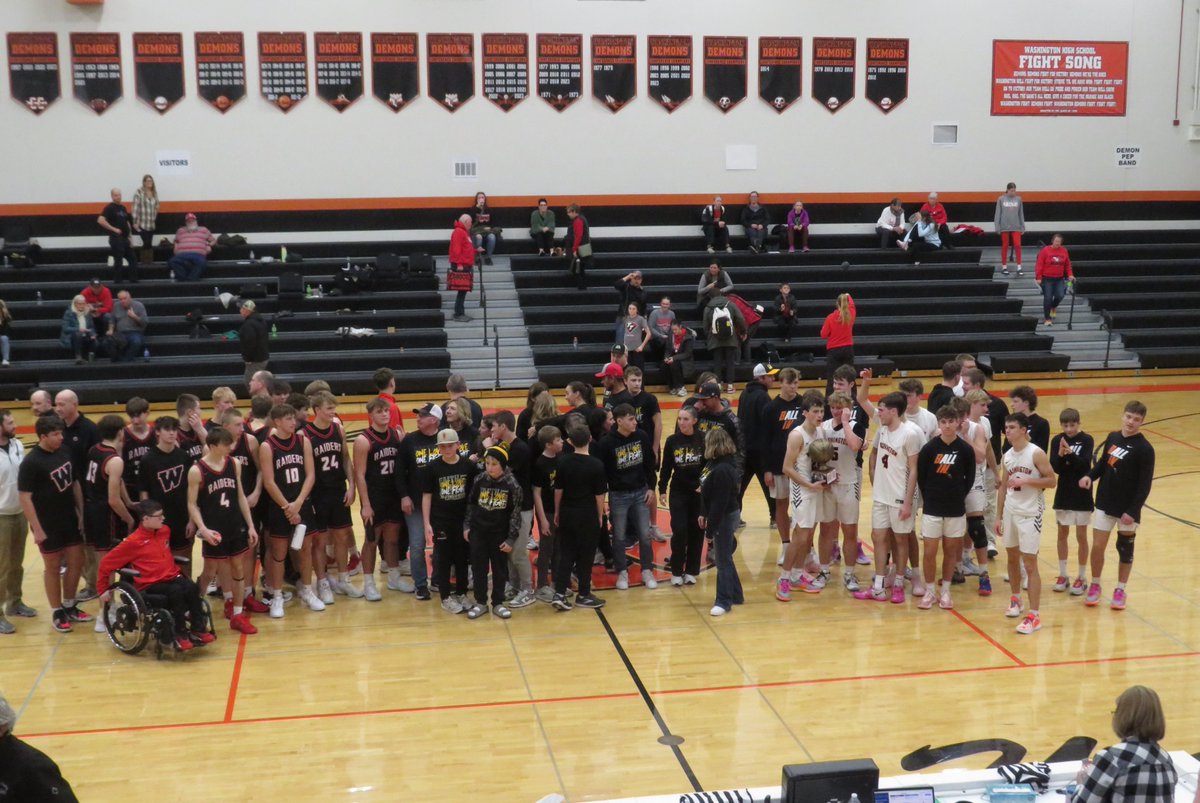 Reel_Smart_1's tweet photo. The trophy presentation from the (@DemonWashington) Washington Demons vs Williamsburg Raiders Boys' basketball matchup on 12-21-24! Washington held on for a 53-51 win to claim the Perry Rich Trophy this season! #oneloveonefight @LoganMcDole20 https://t.co/SEO0UlejgO