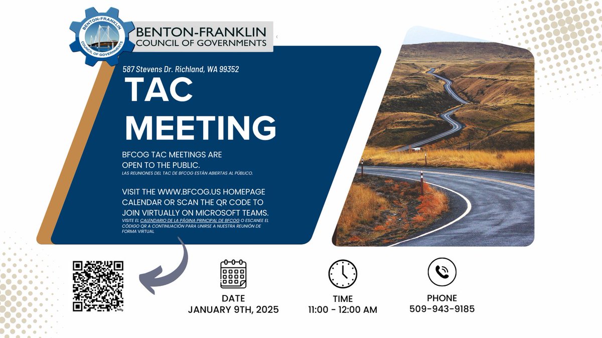 Upcoming: TAC Meeting Thursday!

BFCOG's TAC Meeting is this Thursday, January 9, at 11:00am. To access the full TAC meeting materials and to review the agenda, visit our website at bfcog.us

Join us through Microsoft Teams: bit.ly/BFCOGTACMeeting