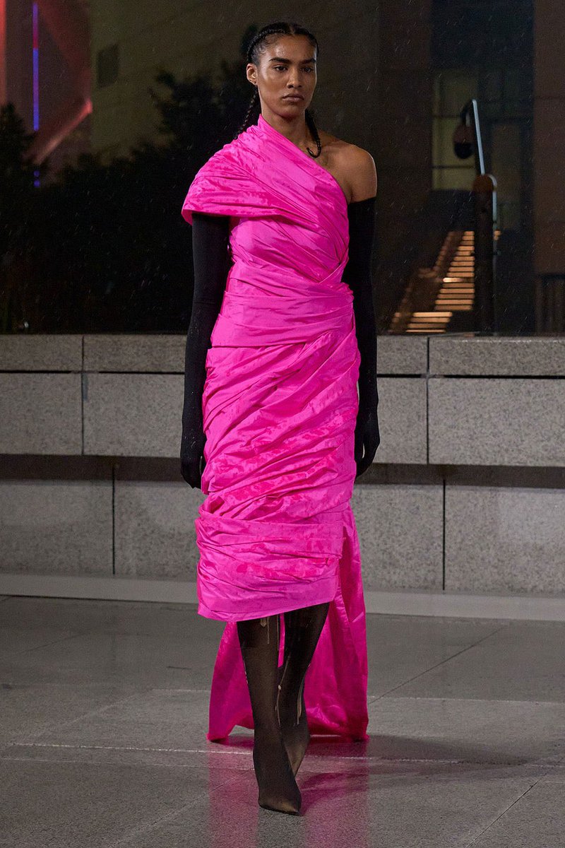strapless open back dress 2000s Nicolas Ghesquiere Balenciaga Hot Pink Floral Rayon Blend Jersey Top