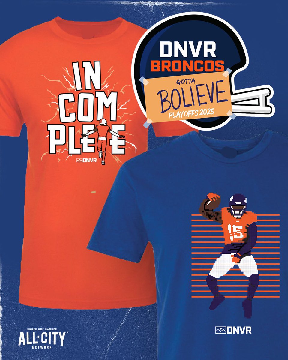 THE BRONCOS ARE GOING TO THE PLAYOFFS 

GEAR UP NOW ➡️ store.allcitynetwork.com/collections/me…