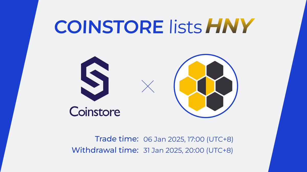 🔥NEW LISTING ON COINSTORE🔥

👏Welcome: <a href="/PeerHive/">PeerHive</a> $HNY 👏

⏰Trade time: 2025/01/06 17:00 (UTC+8)
🔔Withdraw time: 2025/01/31 20:00 (UTC+8)

👇Watch this space for more👇
🌎Official website: peerhive.app
👩‍👦Official Telegram: t.me/PeerHive
