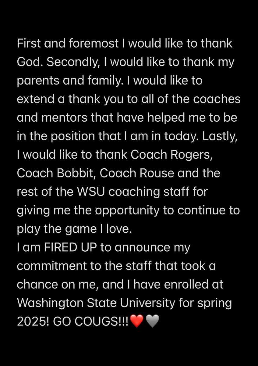 Absolutely blessed to have this opportunity. Let’s work! #WAZZU <a href="/WSUCougarFB/">Washington State Football</a>