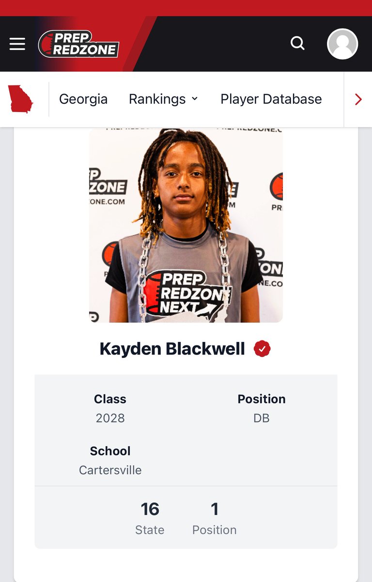 Kayden ‘KT’ Blackwell (@ktblackwell) on Twitter photo Thanks to <a href="/PrepRedzoneGA/">Prep Redzone Georgia</a> for ranking me the #16th athlete in the state for the class of 2028 and the #1 DB in the state! <a href="/AlPopsFootball/">𝐀𝐋 𝐏𝐨𝐩𝐬</a> <a href="/__AustinButler/">AB</a> <a href="/CHSHurricaneFB/">CartersvilleFootball</a> <a href="/CartersvilleFB/">Cartersville FB Recruiting</a> <a href="/CoachQKent/">Quintin Kent</a> <a href="/Coachkingruss/">Russell King</a> Thanks to <a href="/PrepRedzoneGA/">Prep Redzone Georgia</a> for ranking me the #16th athlete in the state for the class of 2028 and the #1 DB in the state! <a href="/AlPopsFootball/">𝐀𝐋 𝐏𝐨𝐩𝐬</a> <a href="/__AustinButler/">AB</a> <a href="/CHSHurricaneFB/">CartersvilleFootball</a> <a href="/CartersvilleFB/">Cartersville FB Recruiting</a> <a href="/CoachQKent/">Quintin Kent</a> <a href="/Coachkingruss/">Russell King</a>