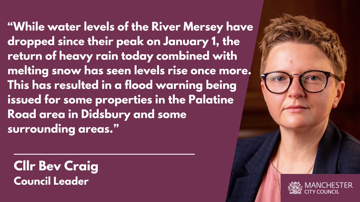 With ongoing weather warnings, we have been working closely with the police, fire service and Environment Agency to monitor the situation in Didsbury to support our communities as needed.  Read our Council Leader's full statement and find support services: orlo.uk/r7gHe