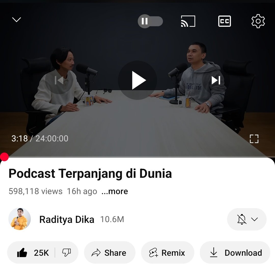 Podcast 24 jam jadi rekor dunia ga tuh? 

Ga kebayang jadi editornya gimana...

youtu.be/oI50zFiXcpM?fe…