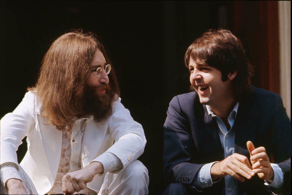 John Lennon &amp; Paul McCartney, just moments before crossing Abbey Road.