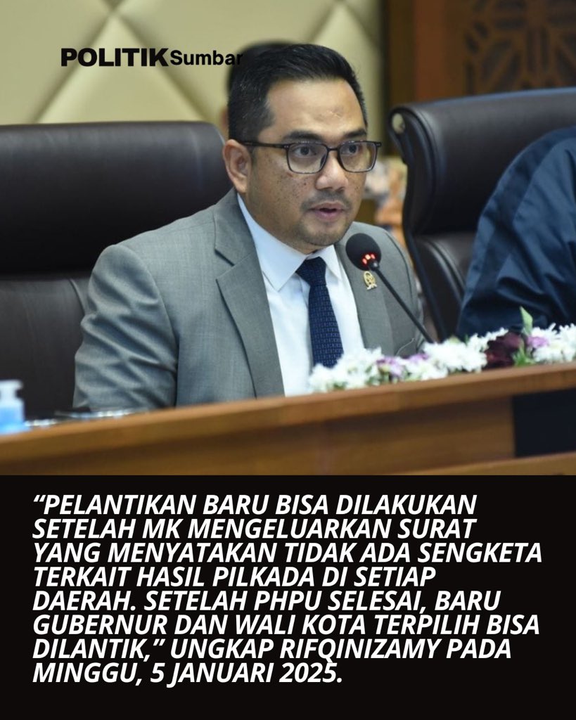politiksumbar's tweet photo. Pelantikan Kepala Daerah Pilkada 2024 Diundur ke Maret 2025? https://t.co/oIApiIg4gd