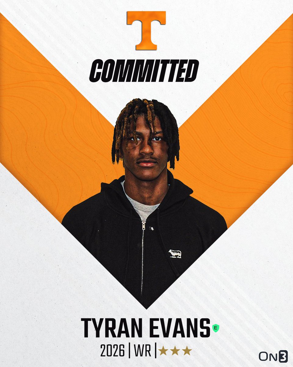 On3 Recruits (@on3recruits) on Twitter photo 🚨BREAKING🚨 2026 WR Tyran Evans has committed to Tennessee🍊
More from <a href="/SWiltfong_/">Steve Wiltfong</a>: on3.com/news/tennessee… 🚨BREAKING🚨 2026 WR Tyran Evans has committed to Tennessee🍊
More from <a href="/SWiltfong_/">Steve Wiltfong</a>: on3.com/news/tennessee…