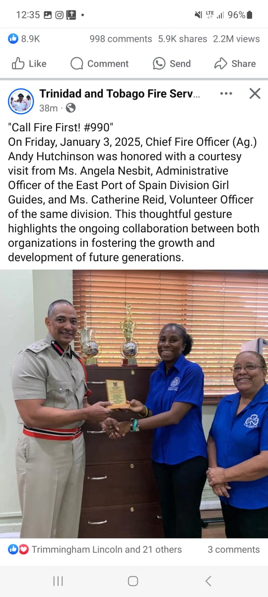 girl_guidestnt's tweet photo. The collaboration between the TRINIDAD AND TOBAGO FIRE SERVICE (TTFS) and the GIRL GUIDES ASSOCIATION OF TRINIDAD AND TOBAGO (GGATT) continues! Thank you for your wonderful, selfless, kind service to the GGATT, TTFS! https://t.co/LGSL0dm8iq