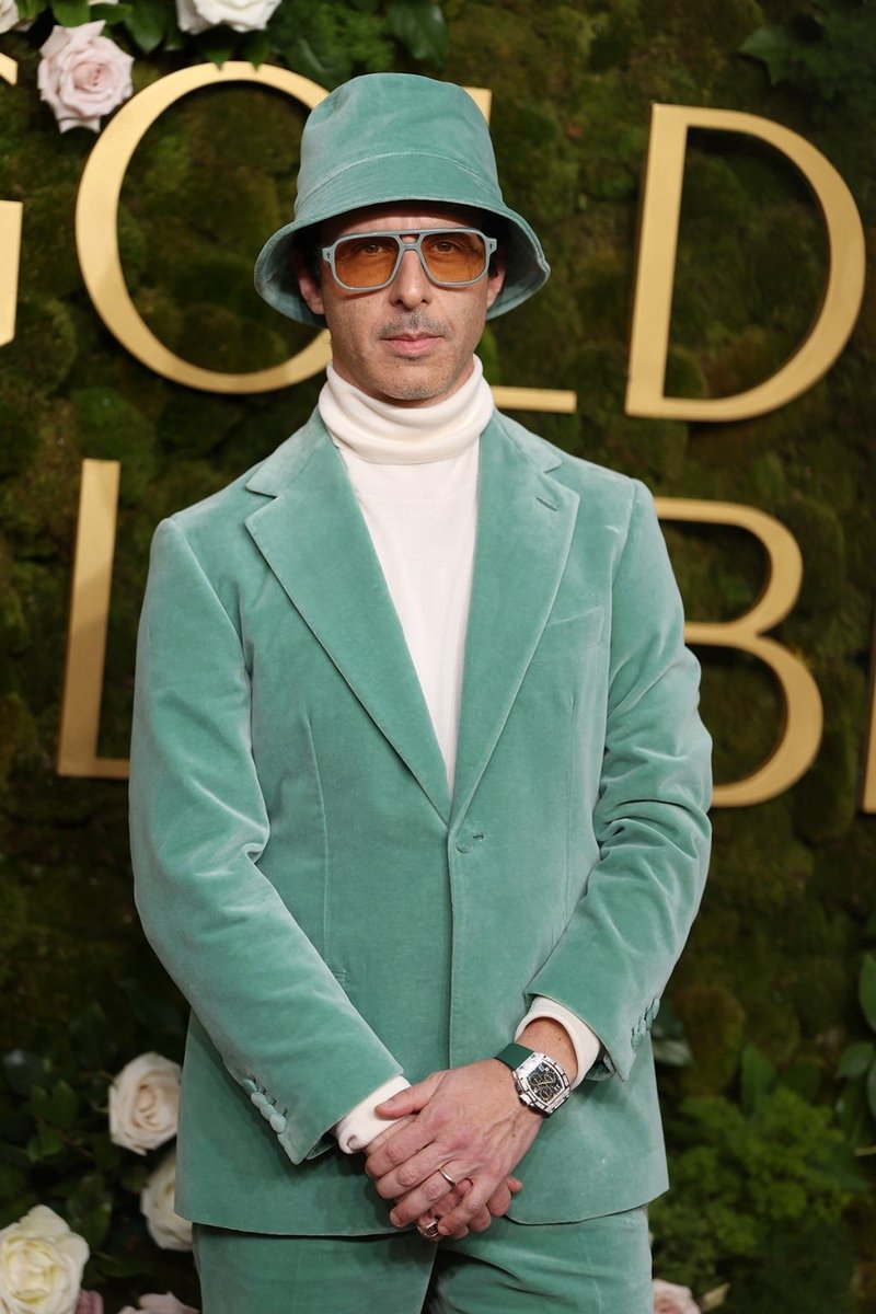 STYLIST: What do you wanna do for the Golden Globes?

JEREMY STRONG: I’m thinking Hunter S. Thompson in the Beastie Boys.

STYLIST: Got it.

JEREMY STRONG: Paddington’s cousin who sells coke.

STYLIST: Okay.

JEREMY STRONG: Stanley Tucci playing Gilligan.

STYLIST: Right.