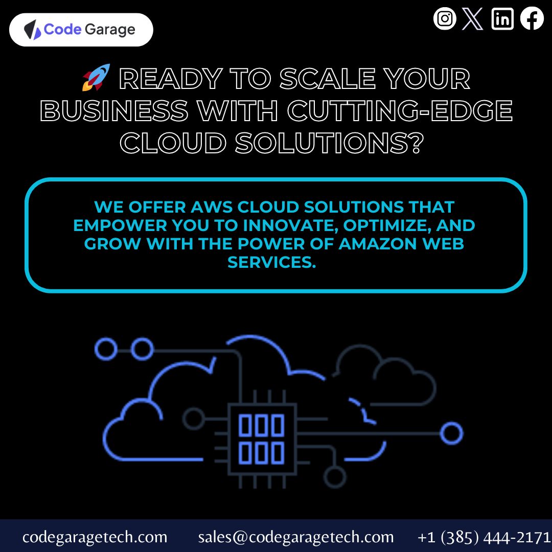 codegaragetech's tweet image. Let us help you unlock the full potential of the cloud! Contact us today to learn more or get started!

🌐 codegaragetech.com
📞 +1 (385) 444-2171
📧 sales@codegaragetech.com

#CodeGarageTech #AWSCloudSolutions #CloudComputing #AWSExperts #CloudInnovation #ScalableSolutions