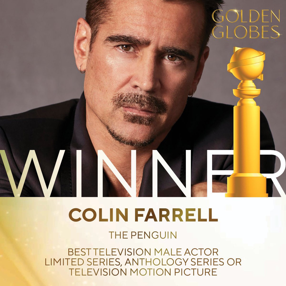 _DC_DailyPlanet's tweet photo. Colin Farrell remporte le #GoldenGlobes du meilleur acteur dans une mini-série avec #ThePenguin ! 🏆 https://t.co/3QJmIIZHrn