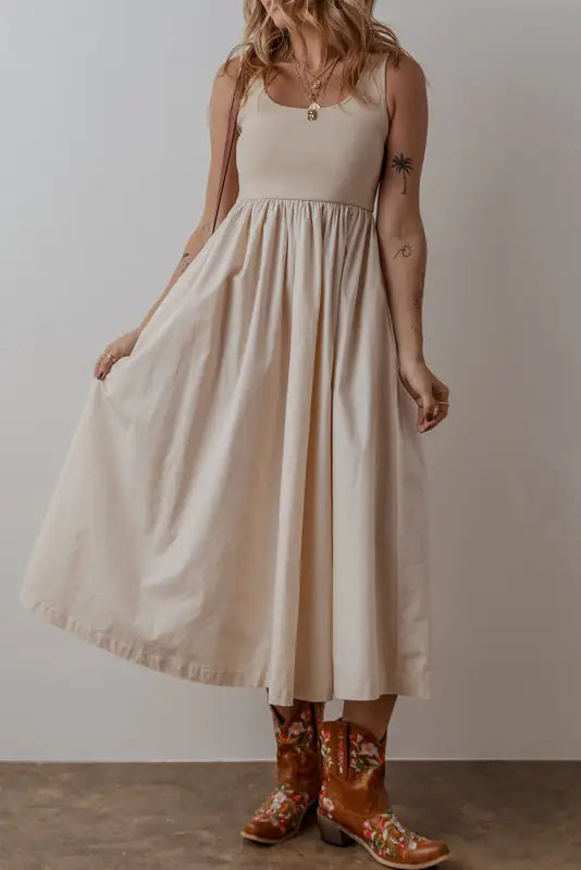 FashionfitzX's tweet photo. - Sleeveless Midi Dress - Ribbed Bodice Pleated  £38.55   https://t.co/8cVtWXfC82 https://t.co/P9LMn6TCTo