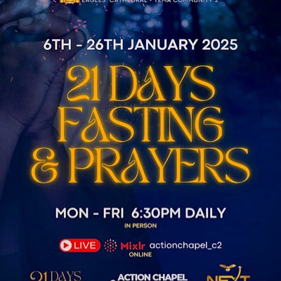 actionchapel_c2's tweet photo. Join us for a powerful time of 21 Days Fasting and Prayer! Let’s elevate our spirits together this is truly our year of reaching new levels! https://t.co/dPC3frP3L9
