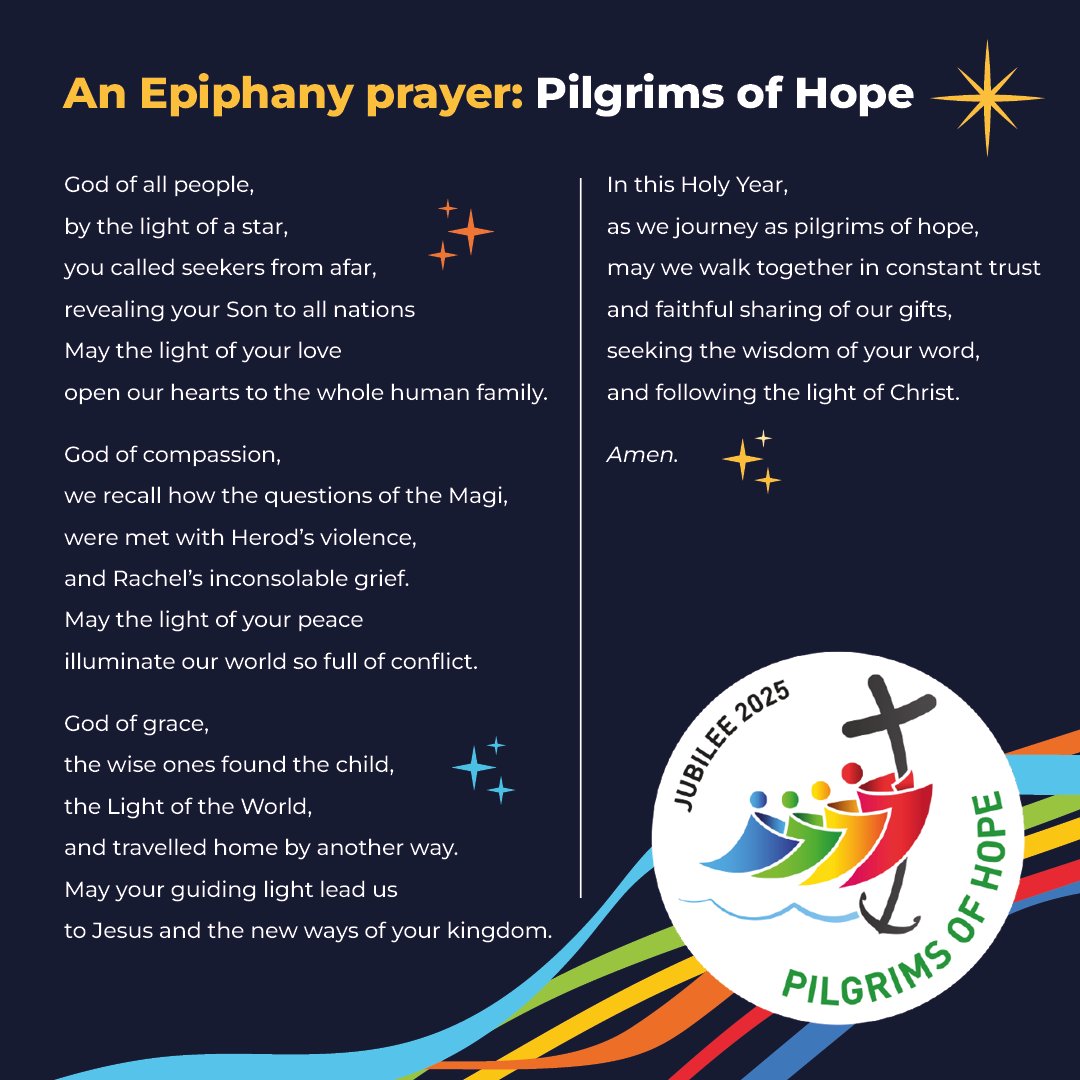 Today, we celebrate the Epiphany. We pray that this Jubilee year will be an opportunity for us all to travel together as Pilgrims of Hope. 🙏 

See more of our Jubilee-related prayers. ⤵️ 

cafod.org.uk/pray/jubilee-p…