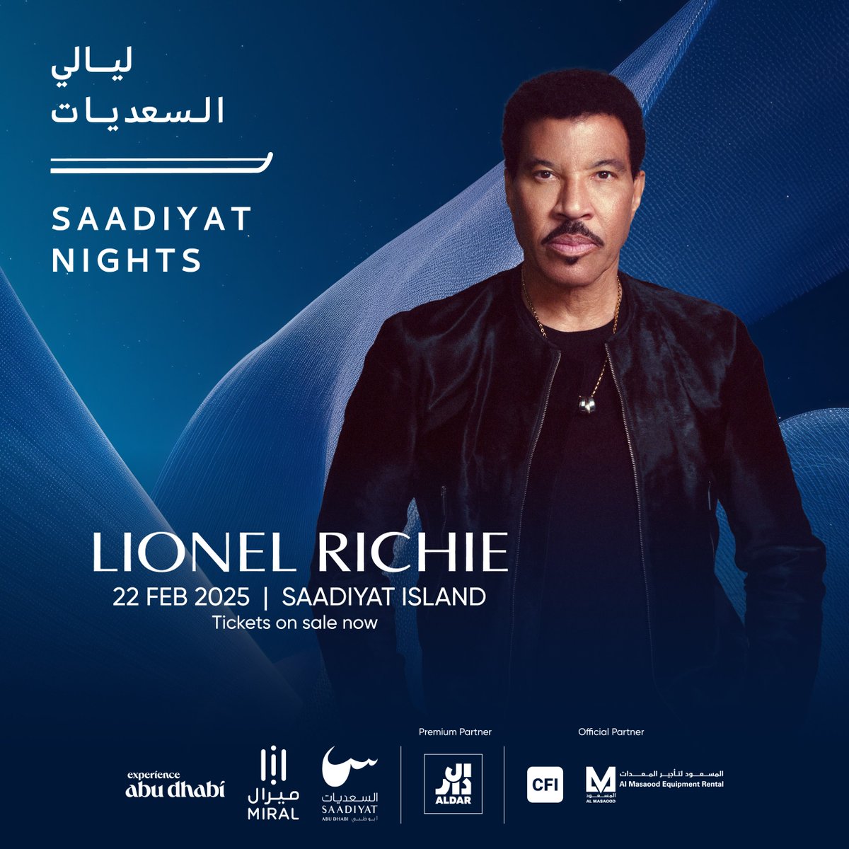 TicketmasterME's tweet photo. Whoโs ready to dance all night long? ๐บ
@LionelRichie LIVE at #SaadiyatNights, February 22.
Tickets on sale now via link in bio.
#InAbuDhabi #SaadiyatIsland #ticketmasterme #onsale https://t.co/6KNdXsueBG
