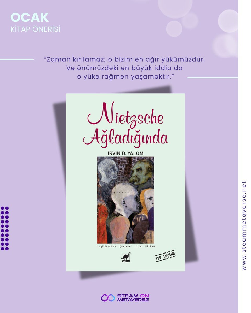 Nietzsche Ağladığında’yı birlikte tartışıyoruz! 📚

📅 Tarih: 1 Şubat 2025 | Cumartesi 
⏰ Saat: 21:00
📍 Yer: Steam On Metaverse (Online)

📩 Katılmak için bize Instagram DM üzerinden ulaşabilirsiniz. 

#ocakayıkitapönerisi #kitap #Nietzsche #nietzscheağladığında #kitapönerisi