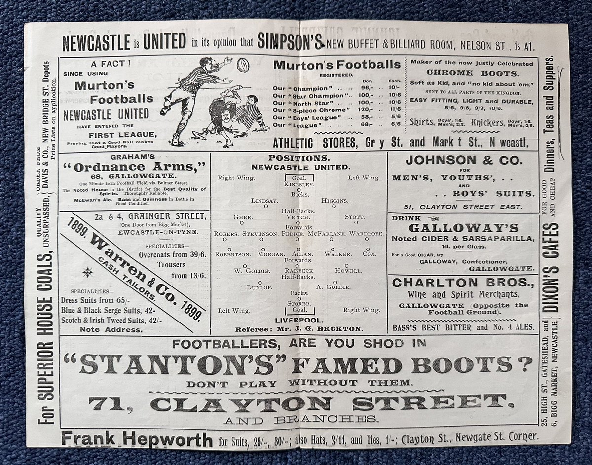 1898-99 Newcastle vs Liverpool (friendly) programme/card
Finally got a 19th century #NUFC prog!
It’s #33 suggesting the 33rd ever #NewcastleUnited programme.
NB line up incl Colin Veitch who’d signed a few weeks earlier. His debut?
<a href="/northumbriana/">Dan Jackson</a> <a href="/NUFCProgrammes/">Andy Barr</a> <a href="/neheritagelib/">North East Heritage Library</a>
