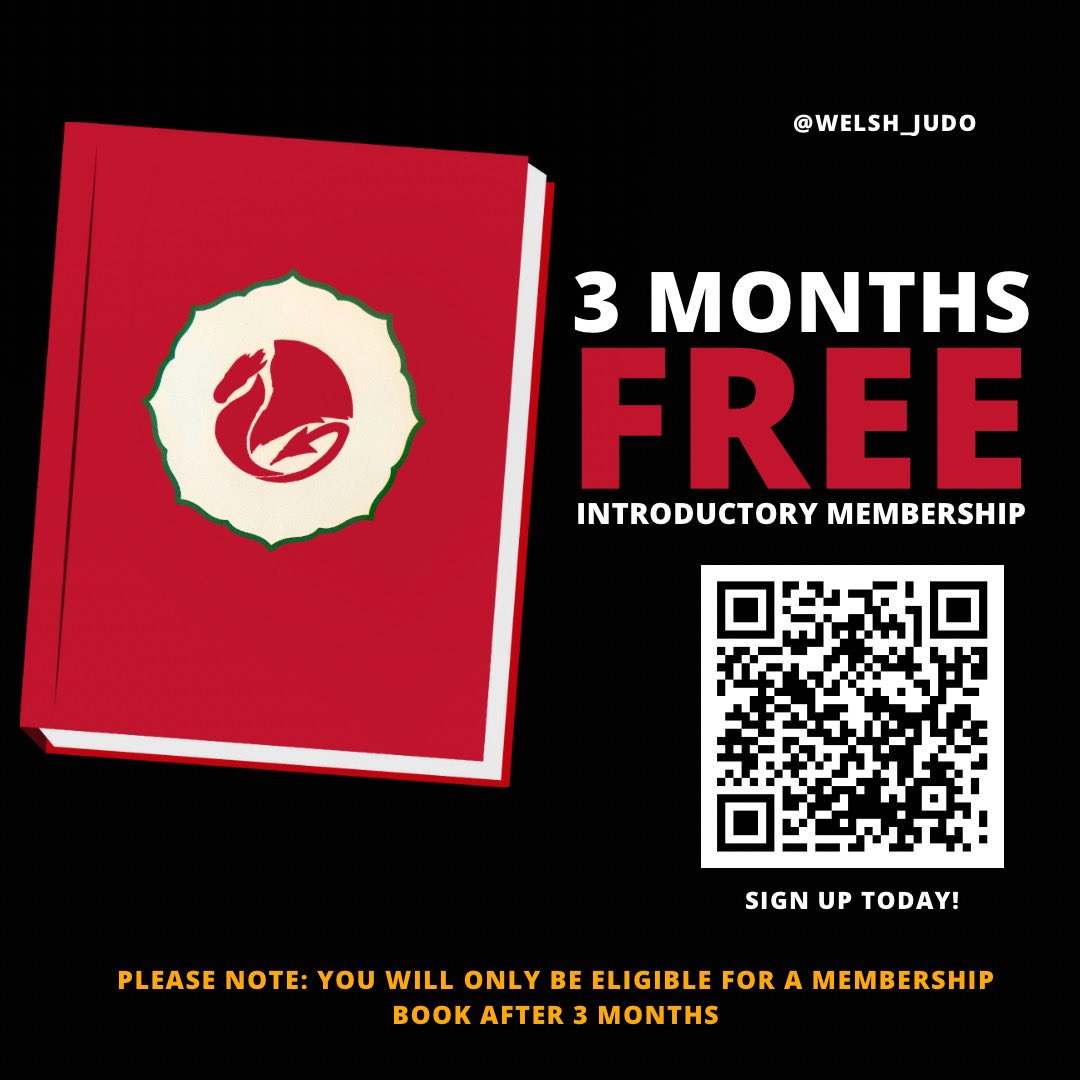 New Year, new sport?
Feeling motivated to try something new?…

Why not take advantage of a 3 months FREE introductory licence!

Sign up today!

🔗 welshjudo.com/new-renew-memb…

#judoforall #JudoCymru