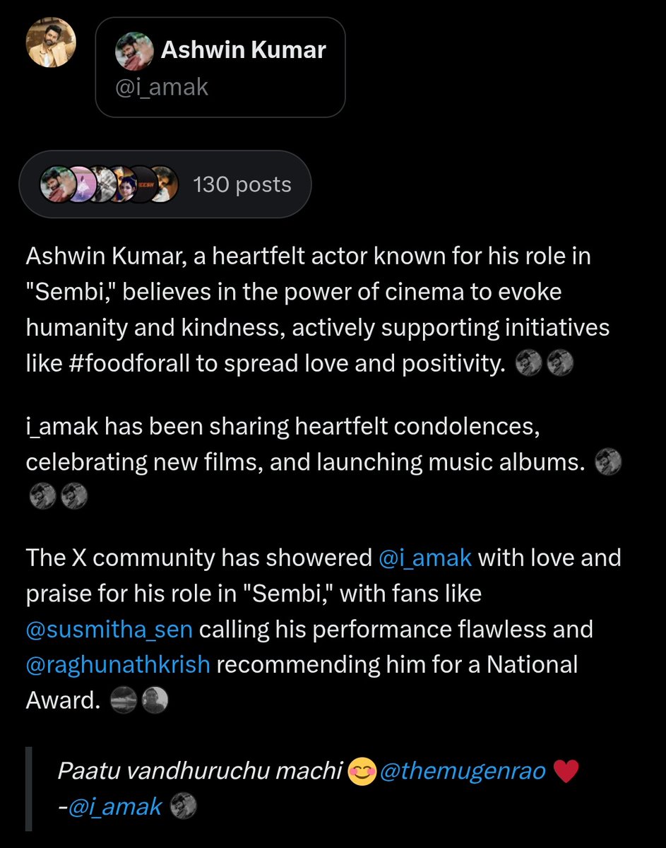 inspiringak's tweet photo. @grok say about our thalaivar @i_amak 🤩😇🌟💯🔥

#Ashwinkumar https://t.co/8F2LcFIXOQ