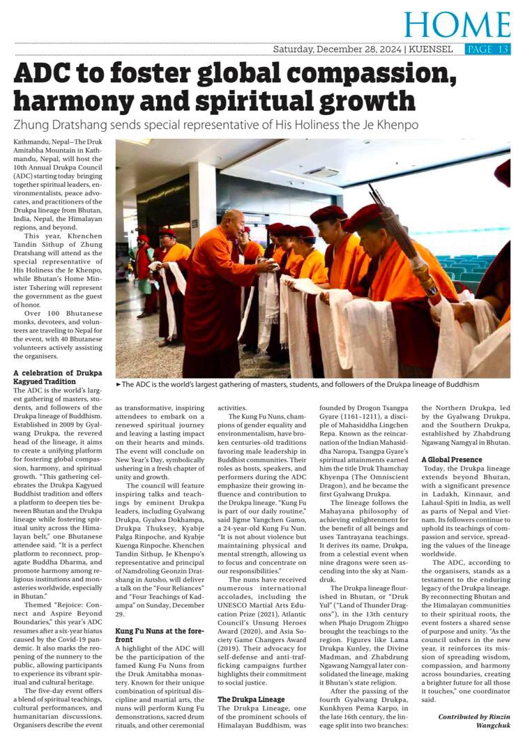 This story by <a href="/KuenselOnline/">Kuensel</a> beautifully encapsulates the essence, vision and goal of Annual Drukpa Council. 

Read now: kuenselonline.com/adc-to-foster-…