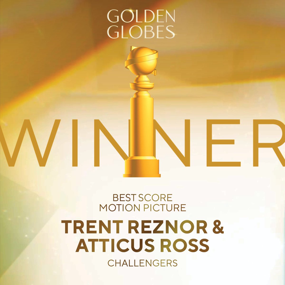 goldenglobes's tweet image. Congratulations to Trent Reznor &amp;amp; Atticus Ross for winning Best Score – Motion Picture for Challengers! 🎼
