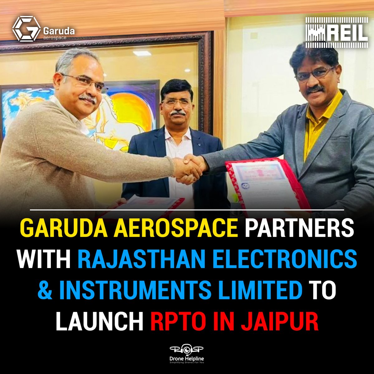 dronehelpline's tweet image. 🙌 Garuda Aerospace partners with Rajasthan Electronics &amp;amp; Instruments Limited to set up an #RPTO in Jaipur, addressing the demand for skilled #droneoperators in #agriculture, #logistics, and various other sectors. 

Source: tinyurl.com/4ufrxsb2 

#DroneNews