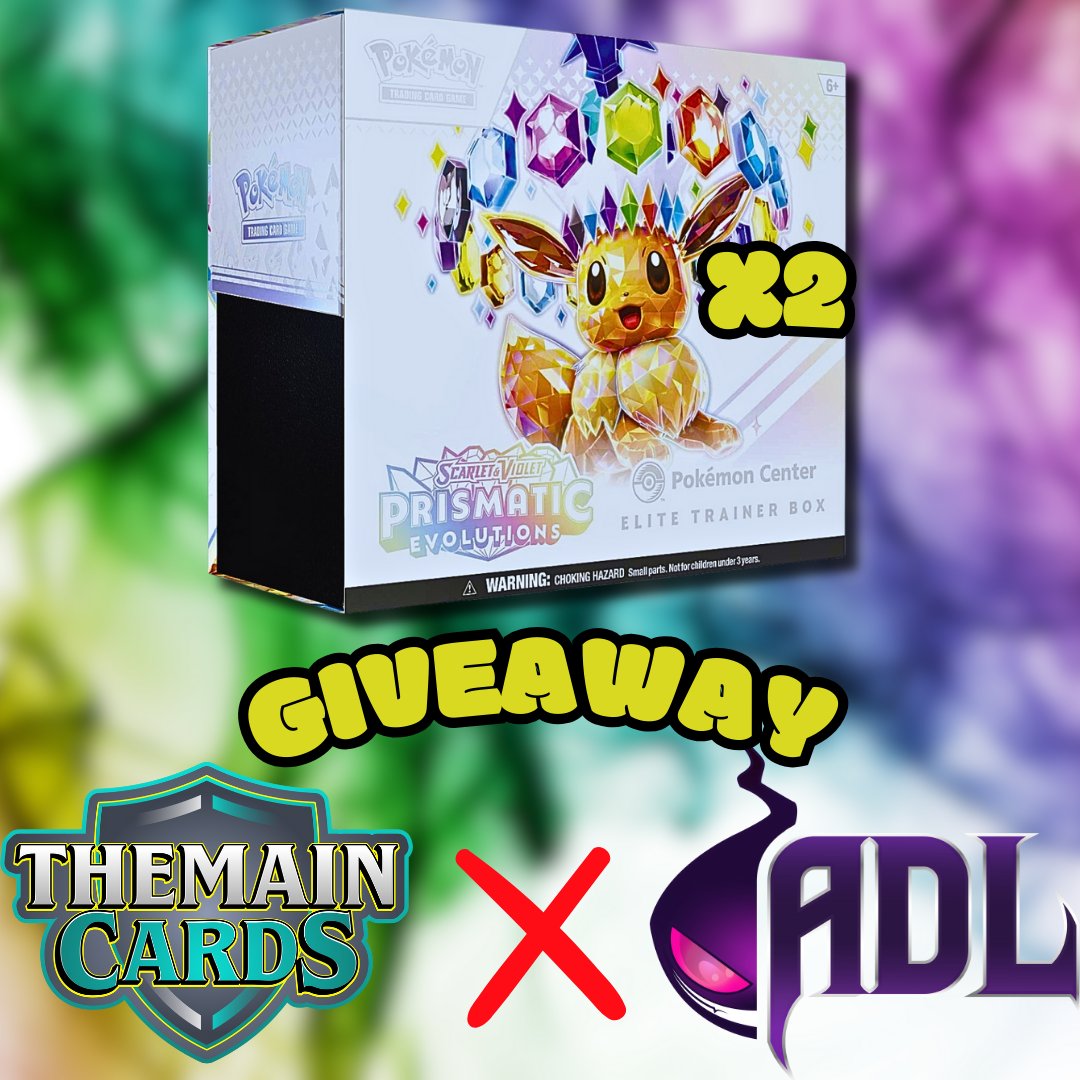 💎X2 POKEMON CENTER Prismatic Evolutions ETB GIVEAWAY!💎
HUGE SHOUTOUT to @themainvoli for wanting to Collab on this BIG Giveaway!

2 WINNERS WILL EACH WIN A POKEMON CENTER PRISMATIC EVOLUTIONS ETB

FOLLOW @themainvoli <a href="/adarklegacy/">ADL🔜Twitchcon SD 🌴</a> 
RETWEET and TAG a friend!

Not needed for entry