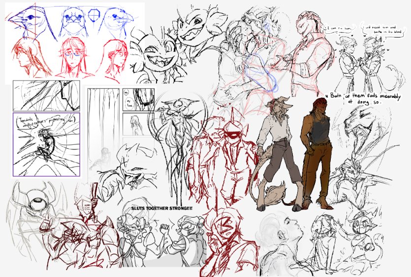 GLITXD's tweet photo. Unassorted WIPs from 2024 I didn't draw as much, I've been mostly writing for the better half of the year https://t.co/OuLvXU2UIm