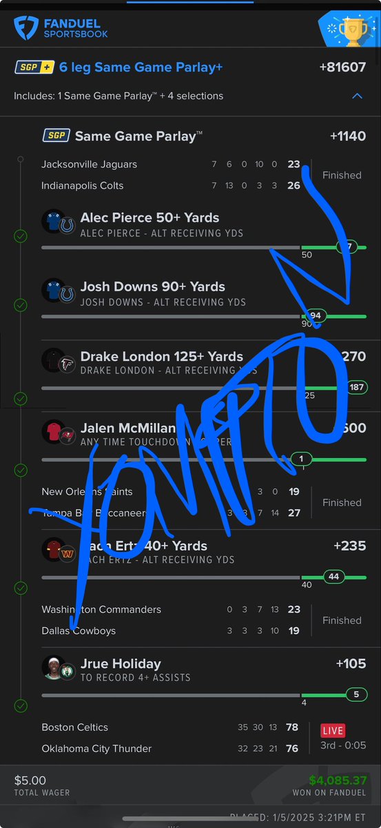 NotYOMPTON's tweet photo. after cooking sum lite this weekend. ✅
Free bonus bet $15-> $1,600+
$20->$600+
$25->1,700+
$13.32->$860+
Then the finally long shot mid game +81,000 odds $5 lay.. to end it.
$5->$4,000.
Not including lays I cashed out 1/4-1/2 of profit. LFG. https://t.co/LEkSF1FTzh