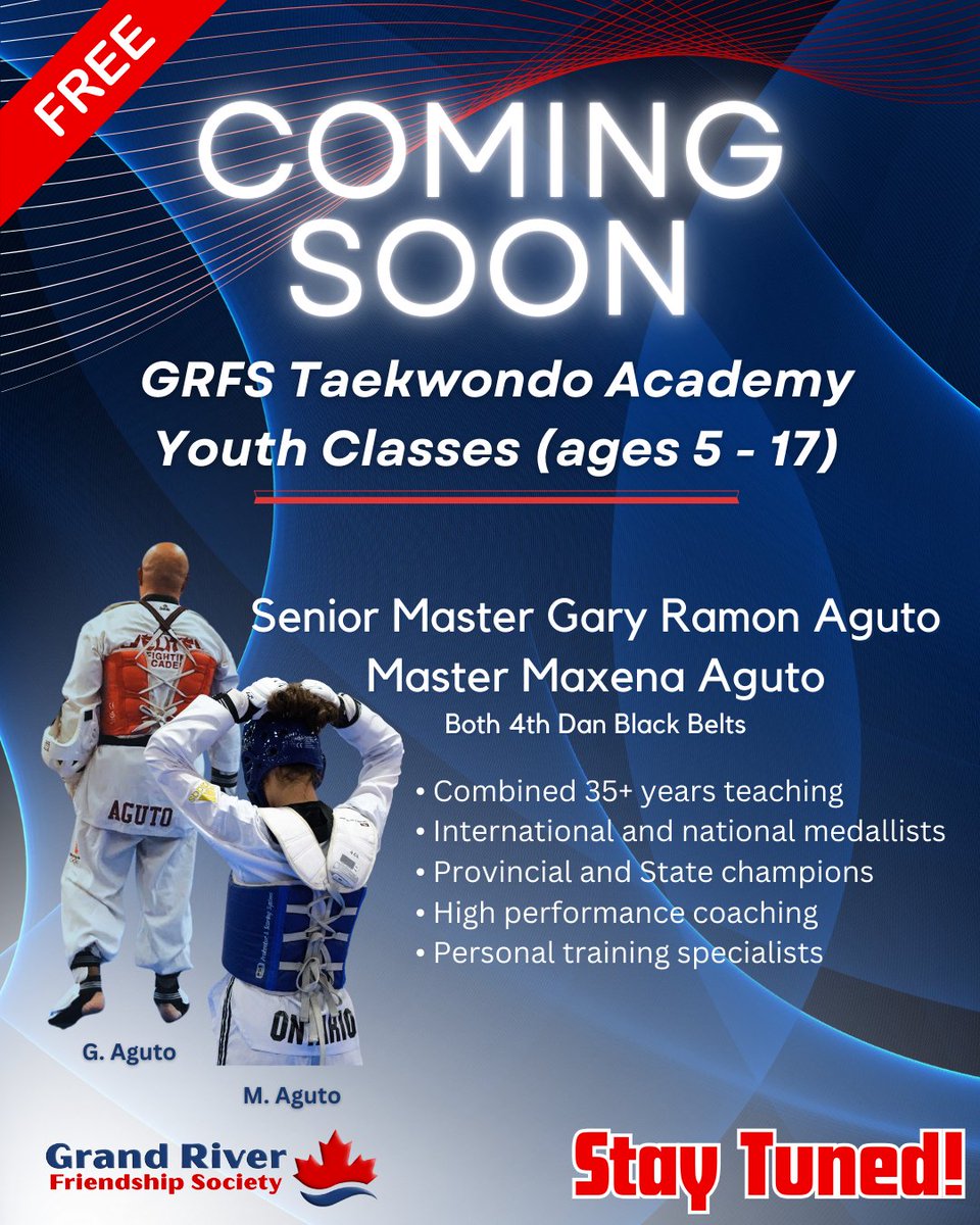 grfsociety's tweet photo. 📢 Exciting News for Families in the Waterloo Region!
#GRFSTaekwondo #GrandRiverFriendshipSociety #WaterlooRegion #Kitchener #Cambridge #Waterloo #Guelph #YouthMartialArts #FreeTaekwondo #YouthSports #CommunityProgram #ActiveKids #MentorshipMatters #TaekwondoAcademy #StayTuned https://t.co/vLD2lqS72T